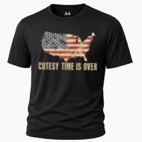 Cutesy Time Is Over American Flag Patriotic Conservative Cooling Performance Crew T-Shirt