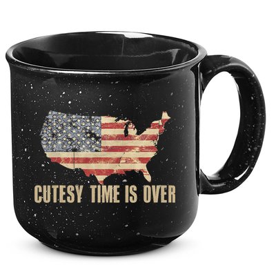 Cutesy Time Is Over American Flag Patriotic Conservative 15oz Campfire Ceramic Mug
