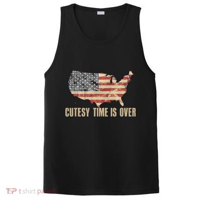 Cutesy Time Is Over American Flag Patriotic Conservative PosiCharge Competitor Tank