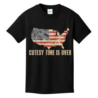 Cutesy Time Is Over American Flag Patriotic Conservative Kids T-Shirt