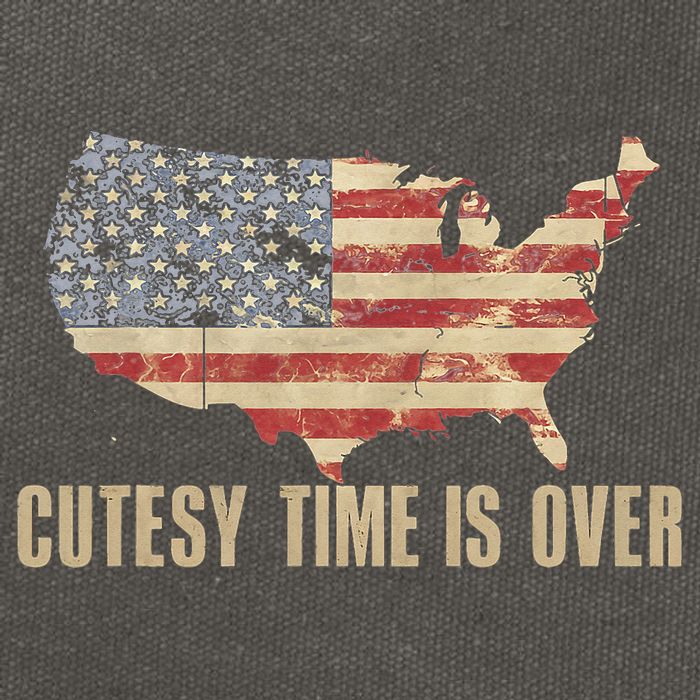 Cutesy Time Is Over American Flag Patriotic Conservative Cotton Canvas Backpack