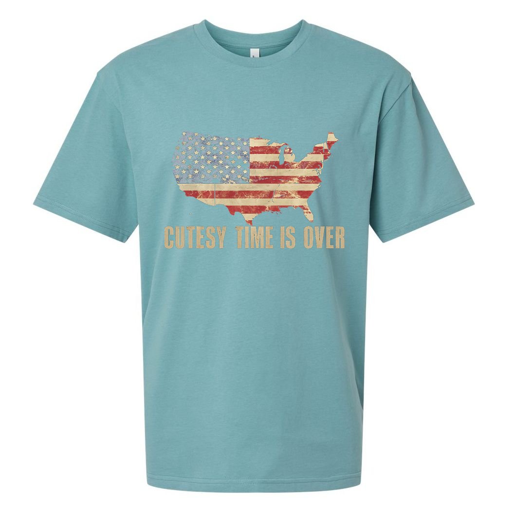 Cutesy Time Is Over American Flag Patriotic Conservative Sueded Cloud Jersey T-Shirt