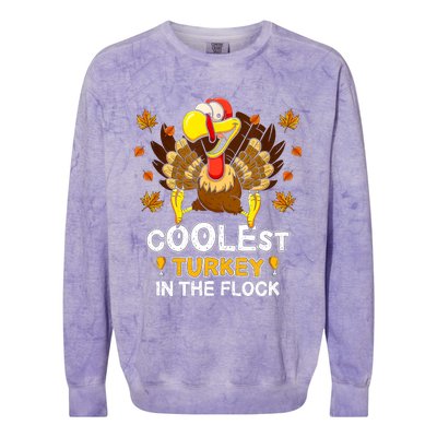 Cutest Turkey In The Flock Retro Toddler Girls Funny Thanksgiving Colorblast Crewneck Sweatshirt