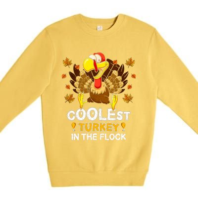 Cutest Turkey In The Flock Retro Toddler Girls Funny Thanksgiving Premium Crewneck Sweatshirt