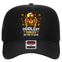 Cutest Turkey In The Flock Retro Toddler Girls Funny Thanksgiving High Crown Mesh Back Trucker Hat