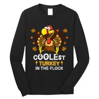 Cutest Turkey In The Flock Retro Toddler Girls Funny Thanksgiving Long Sleeve Shirt