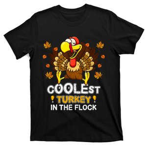 Cutest Turkey In The Flock Retro Toddler Girls Funny Thanksgiving T-Shirt