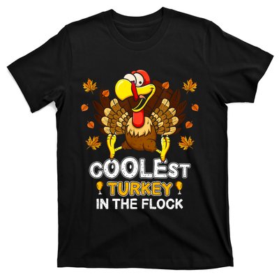 Cutest Turkey In The Flock Retro Toddler Girls Funny Thanksgiving T-Shirt