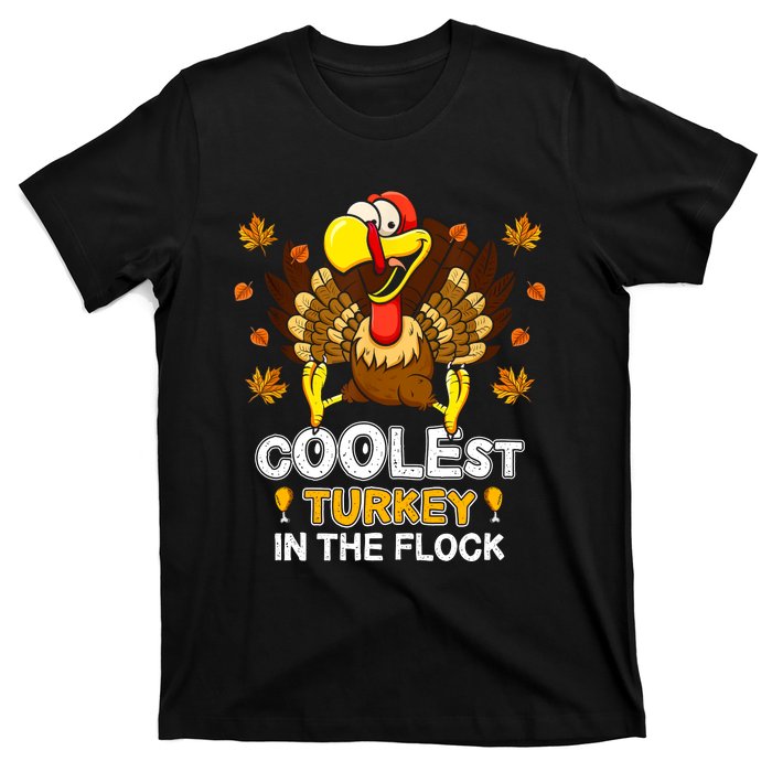 Cutest Turkey In The Flock Retro Toddler Girls Funny Thanksgiving T-Shirt