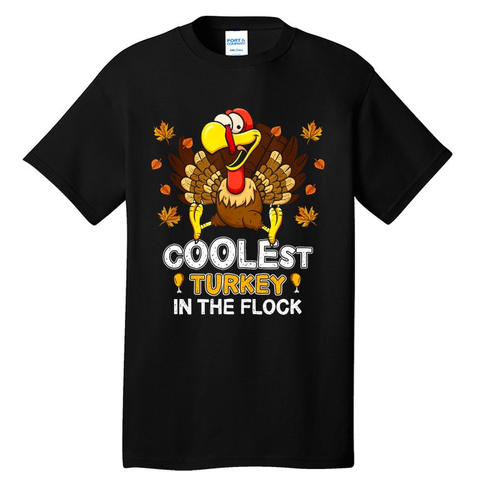 Cutest Turkey In The Flock Retro Toddler Girls Funny Thanksgiving Tall T-Shirt