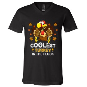 Cutest Turkey In The Flock Retro Toddler Girls Funny Thanksgiving V-Neck T-Shirt