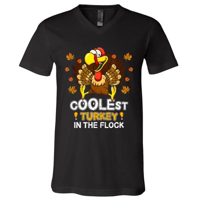 Cutest Turkey In The Flock Retro Toddler Girls Funny Thanksgiving V-Neck T-Shirt