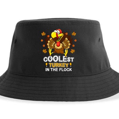 Cutest Turkey In The Flock Retro Toddler Girls Funny Thanksgiving Sustainable Bucket Hat