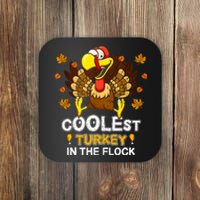 Cutest Turkey In The Flock Retro Toddler Girls Funny Thanksgiving Coaster