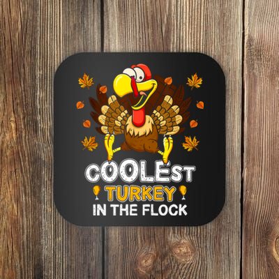 Cutest Turkey In The Flock Retro Toddler Girls Funny Thanksgiving Coaster