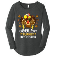 Cutest Turkey In The Flock Retro Toddler Girls Funny Thanksgiving Women's Perfect Tri Tunic Long Sleeve Shirt