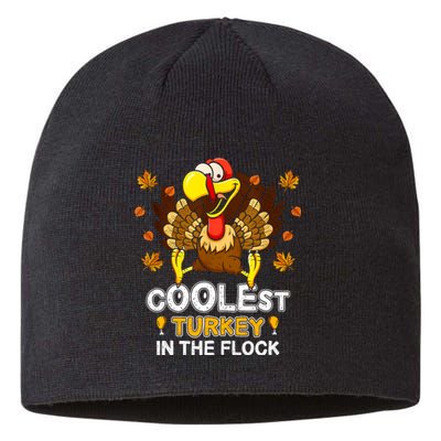 Cutest Turkey In The Flock Retro Toddler Girls Funny Thanksgiving Sustainable Beanie