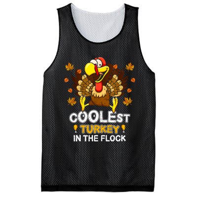 Cutest Turkey In The Flock Retro Toddler Girls Funny Thanksgiving Mesh Reversible Basketball Jersey Tank