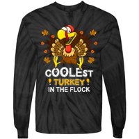 Cutest Turkey In The Flock Retro Toddler Girls Funny Thanksgiving Tie-Dye Long Sleeve Shirt