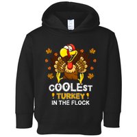 Cutest Turkey In The Flock Retro Toddler Girls Funny Thanksgiving Toddler Hoodie