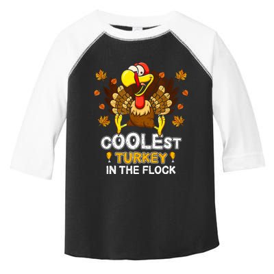 Cutest Turkey In The Flock Retro Toddler Girls Funny Thanksgiving Toddler Fine Jersey T-Shirt