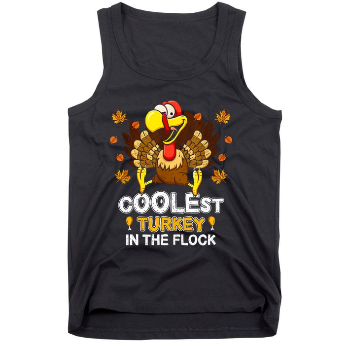 Cutest Turkey In The Flock Retro Toddler Girls Funny Thanksgiving Tank Top