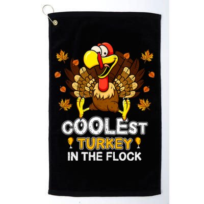 Cutest Turkey In The Flock Retro Toddler Girls Funny Thanksgiving Platinum Collection Golf Towel