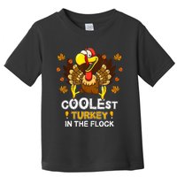 Cutest Turkey In The Flock Retro Toddler Girls Funny Thanksgiving Toddler T-Shirt