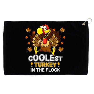 Cutest Turkey In The Flock Retro Toddler Girls Funny Thanksgiving Grommeted Golf Towel