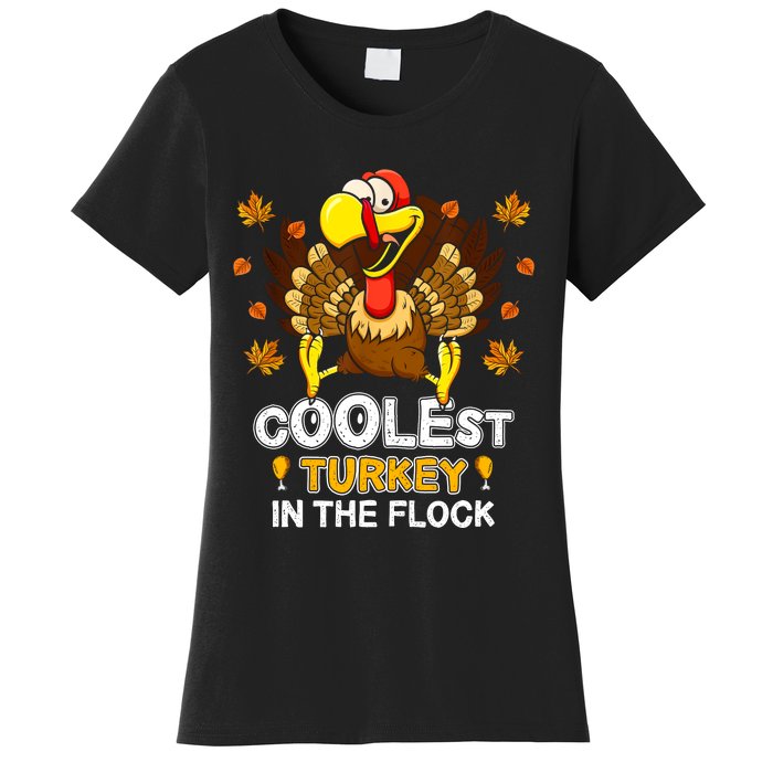 Cutest Turkey In The Flock Retro Toddler Girls Funny Thanksgiving Women's T-Shirt