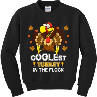 Cutest Turkey In The Flock Retro Toddler Girls Funny Thanksgiving Kids Sweatshirt