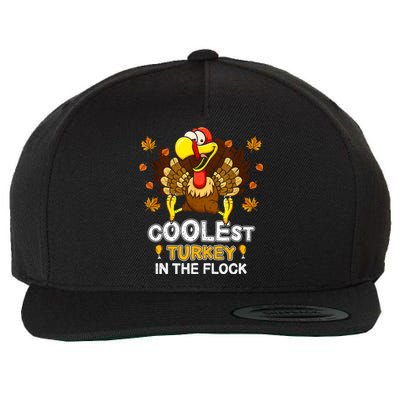 Cutest Turkey In The Flock Retro Toddler Girls Funny Thanksgiving Wool Snapback Cap