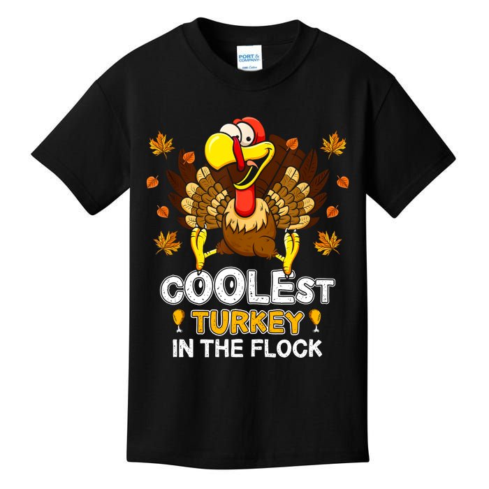 Cutest Turkey In The Flock Retro Toddler Girls Funny Thanksgiving Kids T-Shirt