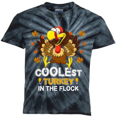 Cutest Turkey In The Flock Retro Toddler Girls Funny Thanksgiving Kids Tie-Dye T-Shirt