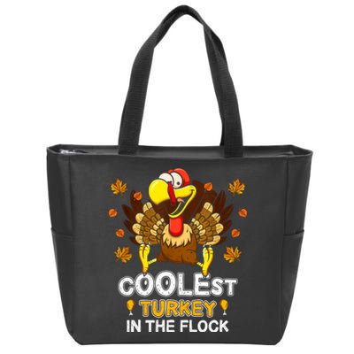 Cutest Turkey In The Flock Retro Toddler Girls Funny Thanksgiving Zip Tote Bag