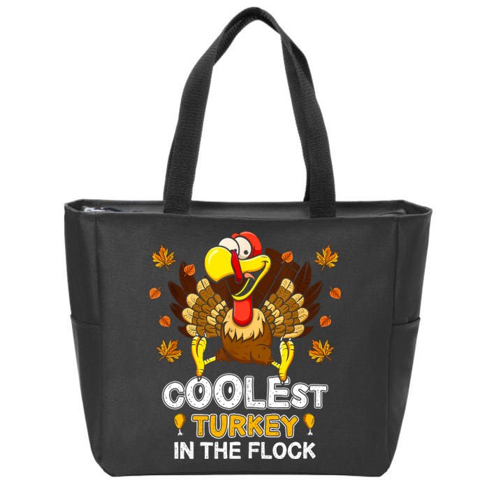 Cutest Turkey In The Flock Retro Toddler Girls Funny Thanksgiving Zip Tote Bag