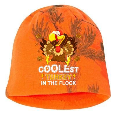 Cutest Turkey In The Flock Retro Toddler Girls Funny Thanksgiving Kati - Camo Knit Beanie