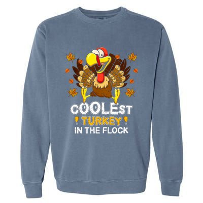 Cutest Turkey In The Flock Retro Toddler Girls Funny Thanksgiving Garment-Dyed Sweatshirt