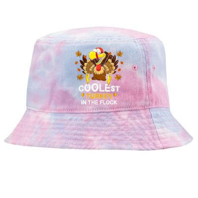 Cutest Turkey In The Flock Retro Toddler Girls Funny Thanksgiving Tie-Dyed Bucket Hat