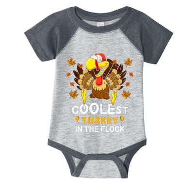 Cutest Turkey In The Flock Retro Toddler Girls Funny Thanksgiving Infant Baby Jersey Bodysuit