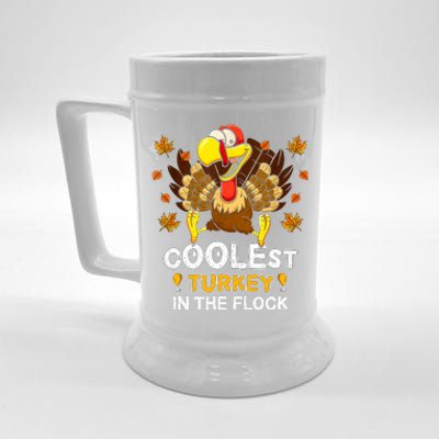 Cutest Turkey In The Flock Retro Toddler Girls Funny Thanksgiving Beer Stein