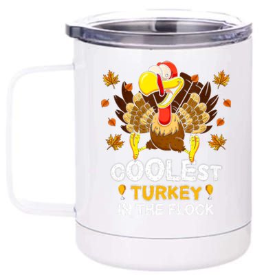 Cutest Turkey In The Flock Retro Toddler Girls Funny Thanksgiving 12 oz Stainless Steel Tumbler Cup