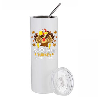 Cutest Turkey In The Flock Retro Toddler Girls Funny Thanksgiving Stainless Steel Tumbler