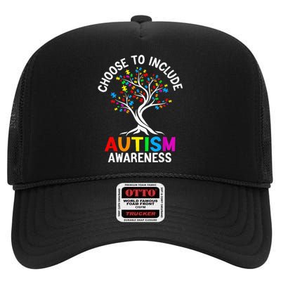 Choose To Include For Autism Teacher Special Education SPED High Crown Mesh Back Trucker Hat