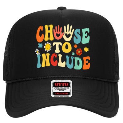 Choose To Include For Autism Teacher Special Education SPED High Crown Mesh Back Trucker Hat