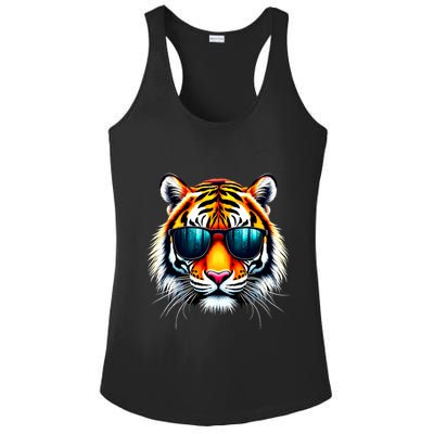 Cool Tiger In Sunglasses Graphic Tigers Ladies PosiCharge Competitor Racerback Tank