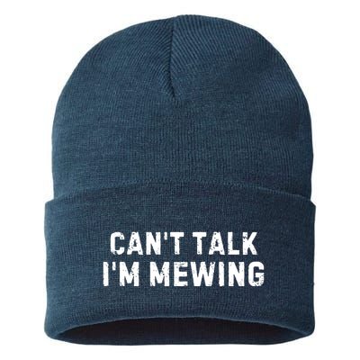 CanT Talk IM Mewing Funny Sustainable Knit Beanie