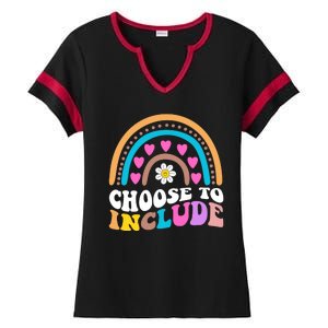 Choose To Include Colorful Rainbow Ladies Halftime Notch Neck Tee