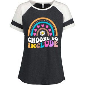 Choose To Include Colorful Rainbow Enza Ladies Jersey Colorblock Tee