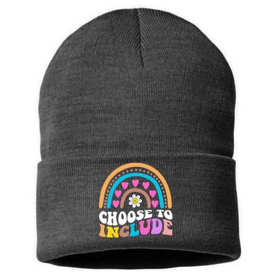 Choose To Include Colorful Rainbow Sustainable Knit Beanie